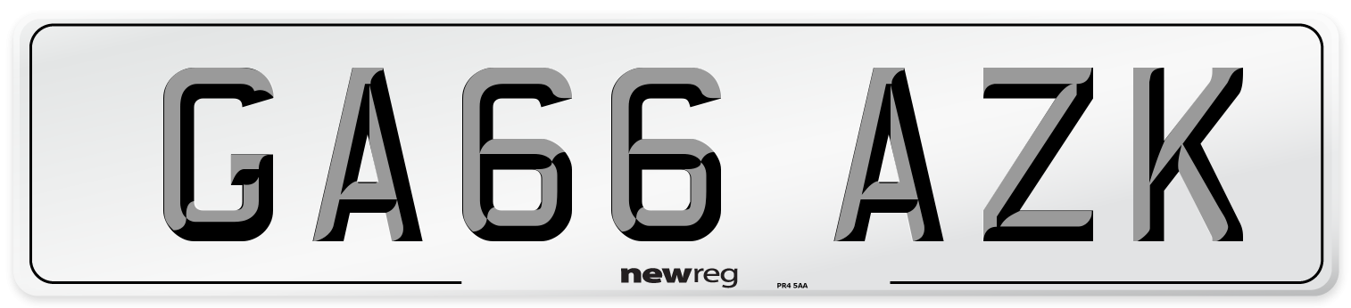 GA66 AZK Number Plate from New Reg